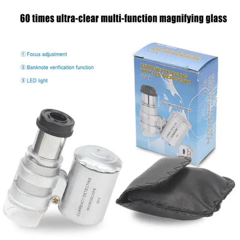 Microscope Smart Phone Magnifier Reading Glass Binocular Loupe Magnifying Glasses Gem Inspection Mini 60X Pockets Gemstone