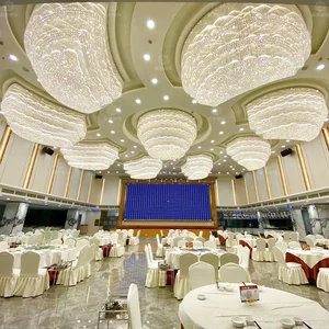 Stainless Steel Body Art Nouveau Style Banquet Hall Chandelier with Plum Blossom Tube Glass Crystal Balls for Hotels