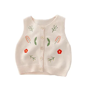 Autumn Jacquard Knitted Vest for Girls 0-5 Years Cardigan Infant Sweater Baby Vest