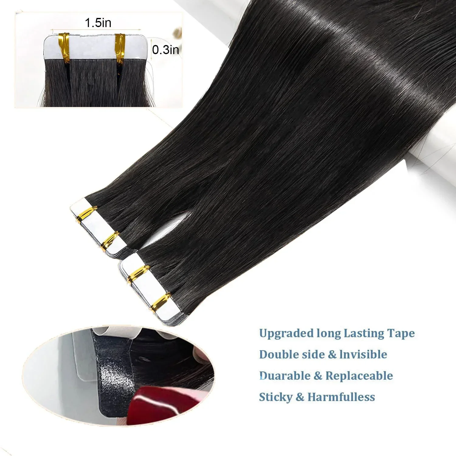 Tape in Haarverlängerungen glattes menschliches Haar brasilianisches 20 Stück für Frauen Tape ins_voghion.com