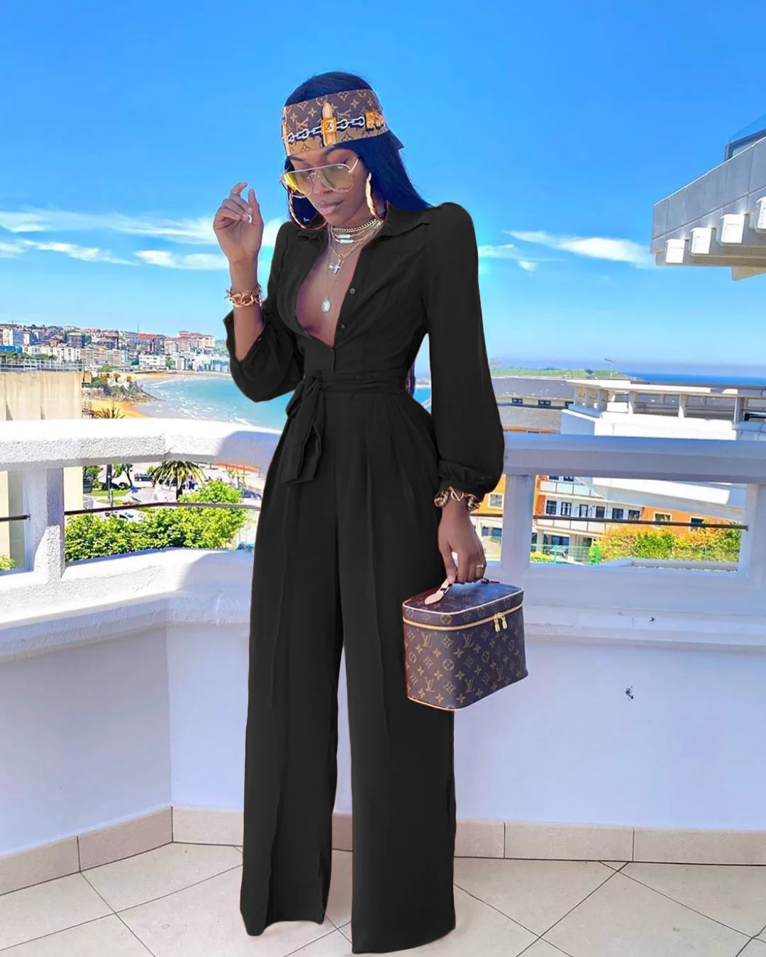 Autumn Clothes the New European and American Women's Clothing Office Lady  Women Jumpsuits and Rompers Business Casual Jumpsuit