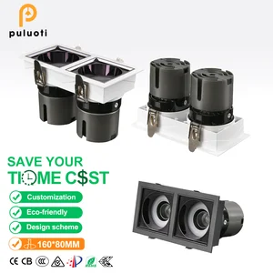 Modern Design-Style Indoor Home Office Spotlight Dual Adjustable Rectangular LED Head Full-Spectrum High Color Reproduction  CRI