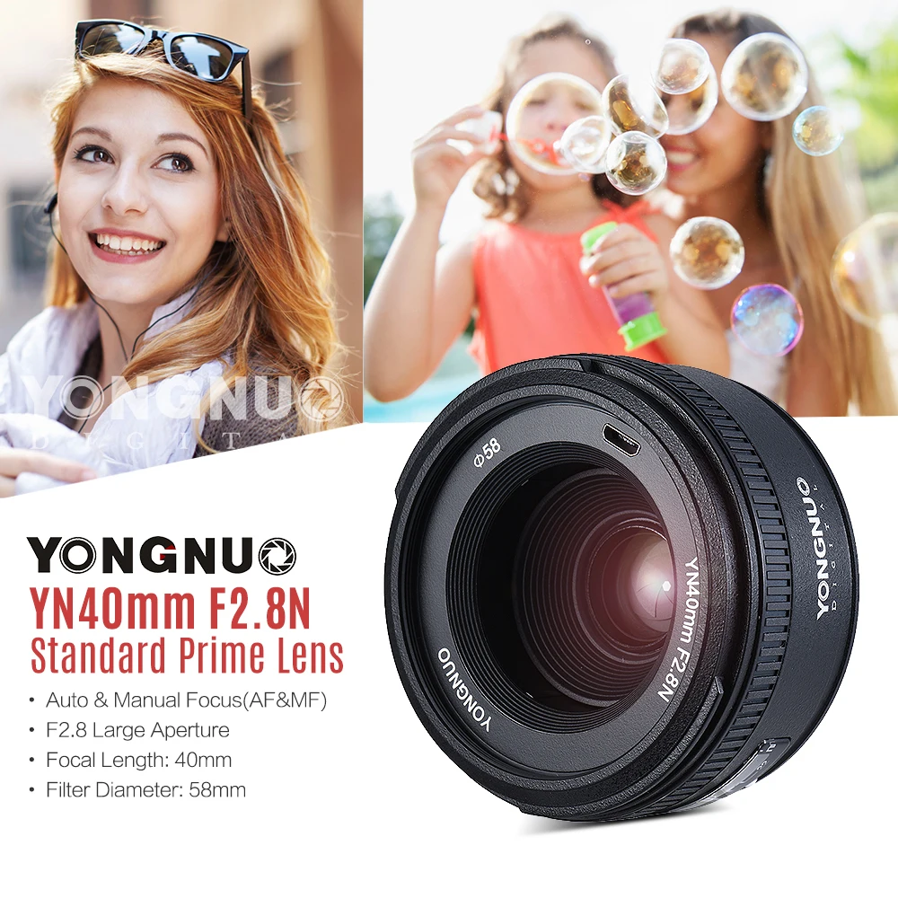 YONGNUO YN40mm F2.8N レンズ（USBポート付き）NIKON用 Manual AF/MF