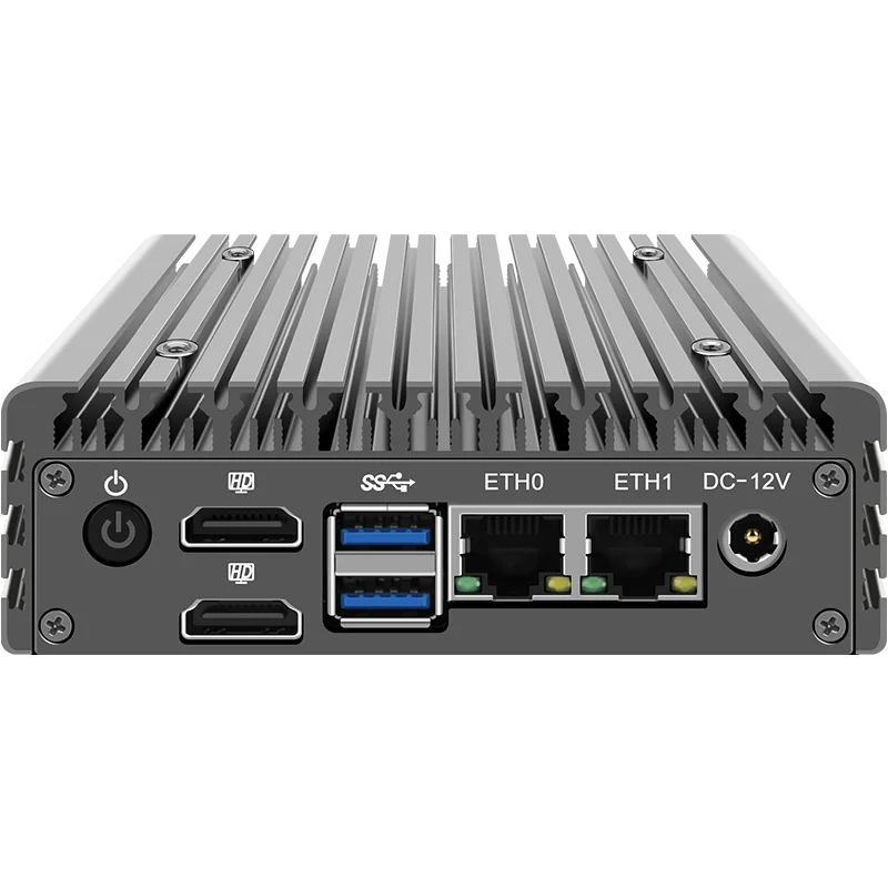 Micro Fanless Mini PC Intel N100 N305 Dual Lan Dual HD-MI Win11 Pro