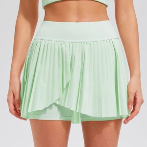 Ladies Pleated Inner Lining Tennis Skirt Quick-Drying Breathable Outdoor Fitness Skirt with Anti-Leakage Feature for Yoga Sports