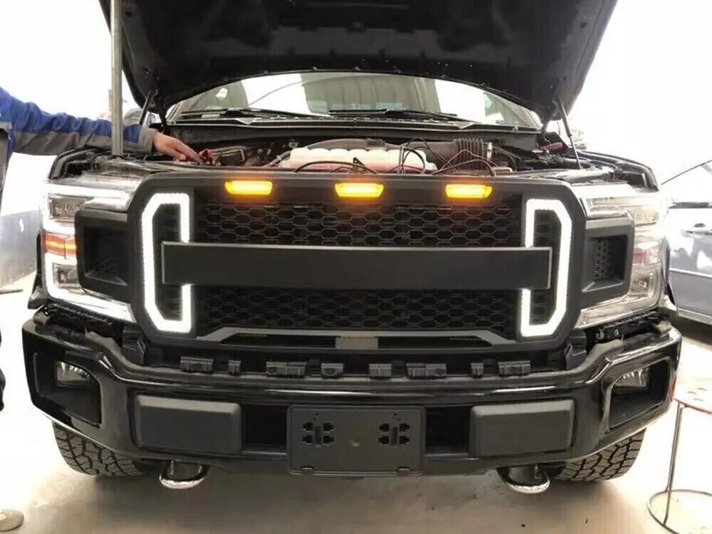 Auto Parts Car Bodykit Pickup Truck Parts Black Raptor Style Led Mesh