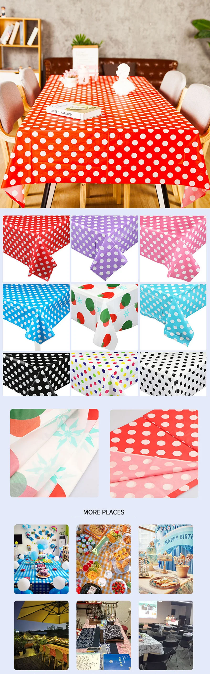 Disposal Waterproof Greaseproof Birthday Home Decoration Peva Colorful