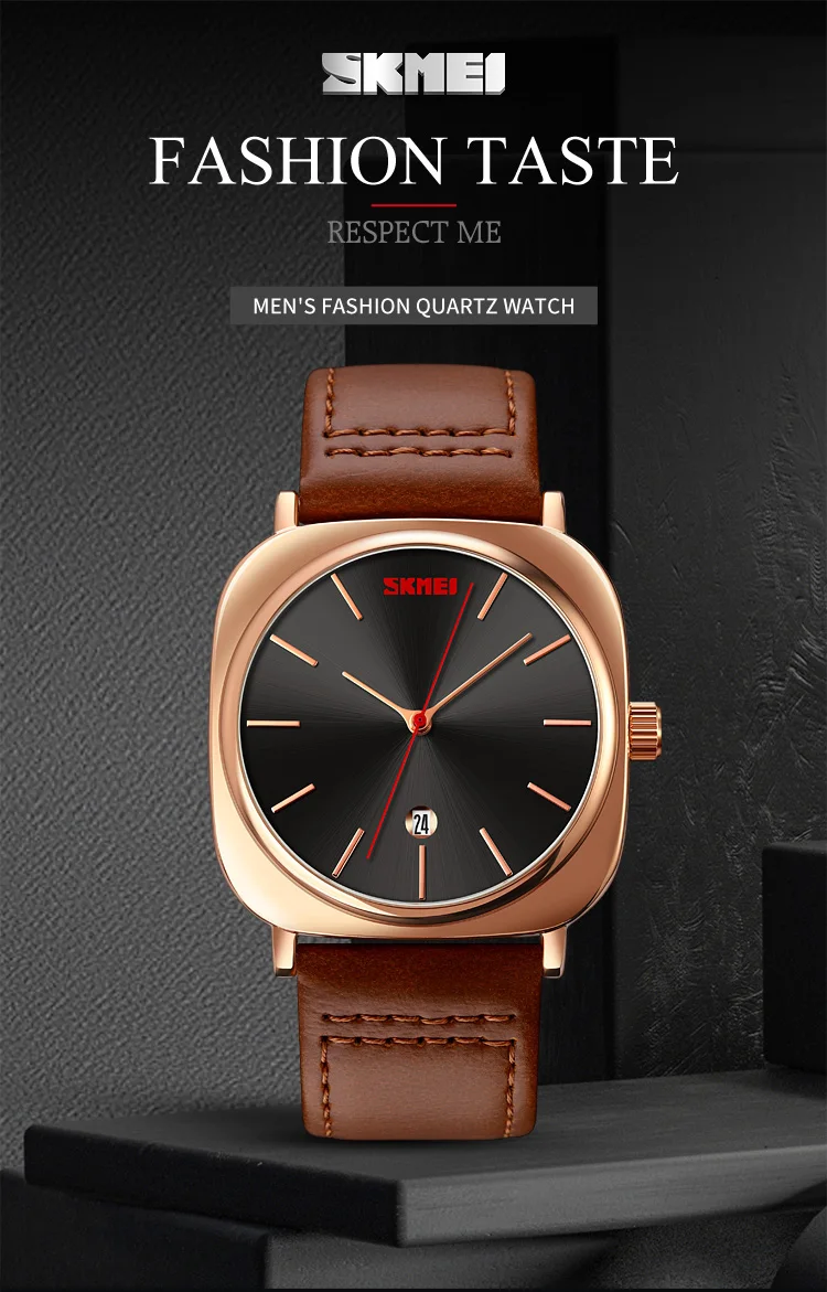 SKMEI-montre à Quartz étanche 3ATM en cuir PU, pour hommes, smartwatch japonais tendance, Style Simple, offre spéciale, collection 9266