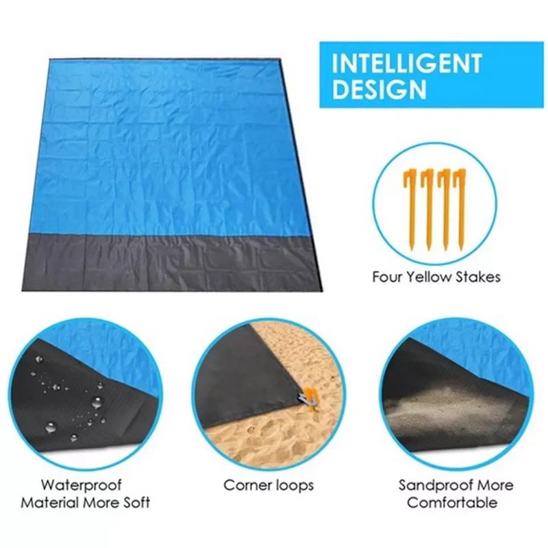 Outdoor Folding Camping Portable Lightweight Pocket Picnic Blanket Mat Waterproof Sand Free Beach Mat supplier