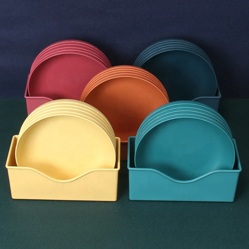 Set di piatti da campeggio, infrangibili per 6, 18 pezzi, set da picnic in plastica per feste, casa e picnic, leggeri nel microonde e lavabili in lavastoviglie, posate da campeggio per bambini