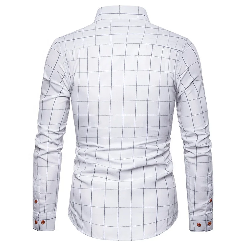 Buine Work Office Camicia a righe Caual Manica lunga Plaid in cotone Sociale Formale Dre Plus Size Uomo Traspirante574_voghion.com