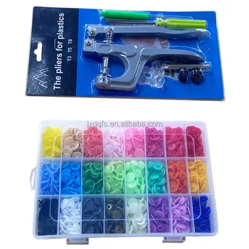 High QualityT5-1.2 cm 360 sets 24 Colors Plastic Snap Buttons with Snaps Pliers Set, Plastic Snaps Fastener kit