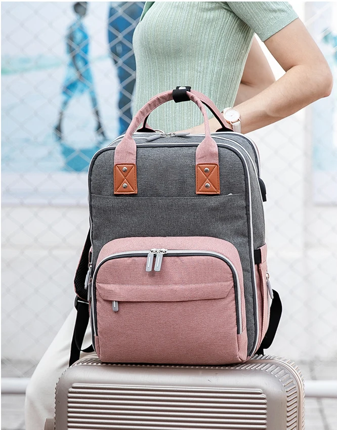 Diaper Bag Backpack With Portable Changing Pad Pacifier Case Stroller