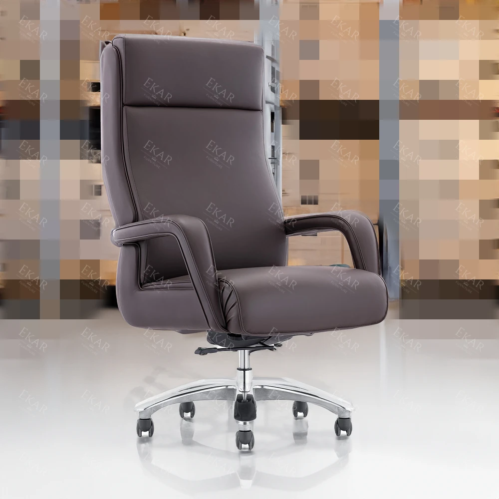 Italian Imported Top-Grain Leather Height-Adjustable Executive Office Chair manufacture