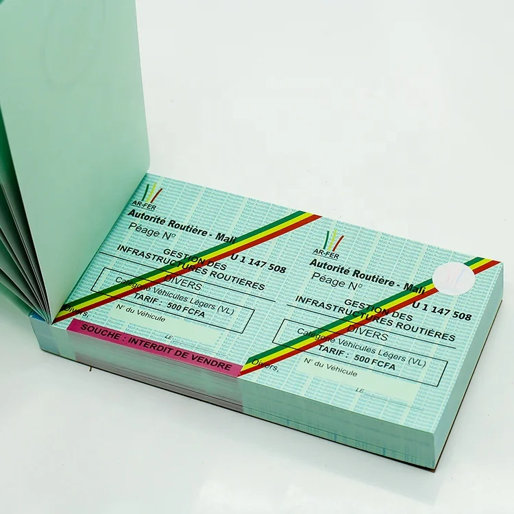 Custom Security Hologram Ticket Authority Toll Receipt Ticket Booklet with Sequential Numbering and Perforated Tear-off Stubs