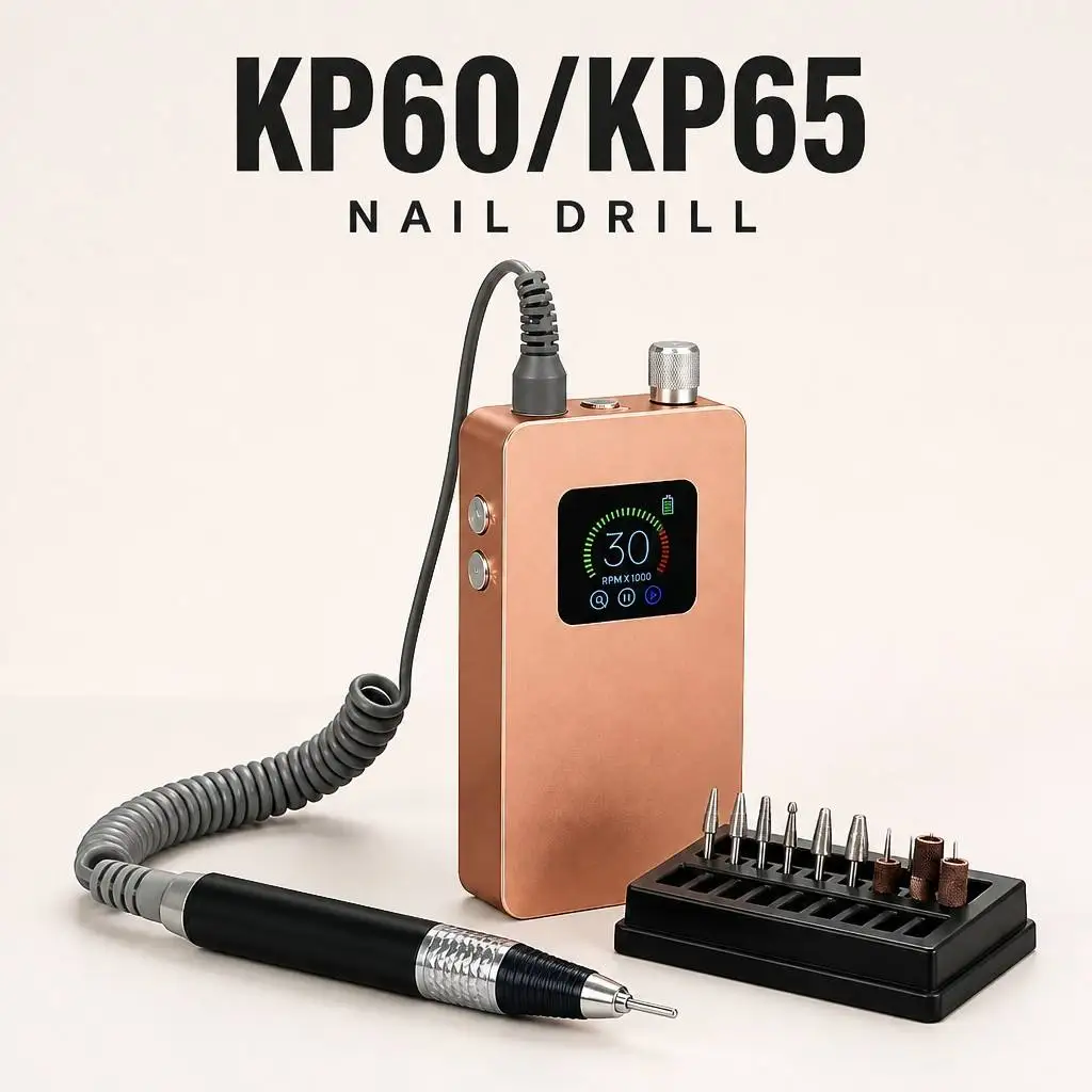 35W 30000RPM Rechargeable Cordless Nail Drill Machine Professional Electric Nail File Compatible with Kupa 60 65 Handpiece