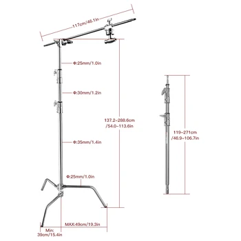 E-IMAGE LCS-03 Professional Heavy Duty Photo Studio C-Stand  Light Stand Grip Arm Kit detail image
