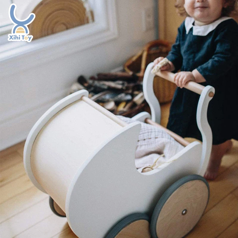 Baby Stroller Wooden Pushchair Walker Baby Doll Stroller Wooden On