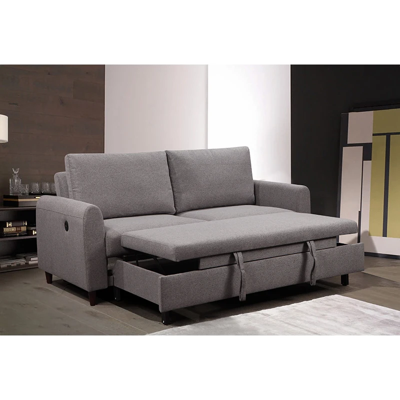 Alternative Farben Hochdichtes Einzelsofa Ausziehbares Bett USB Luftdurchlässiges Graues Leinen-Schlafsofa| Alibaba.com