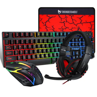 Excellent Wired 4 in 1 Gaming Keyboard Mouse Pad Set With Mechanical Feeling 3 Backlight for Computer Laptop