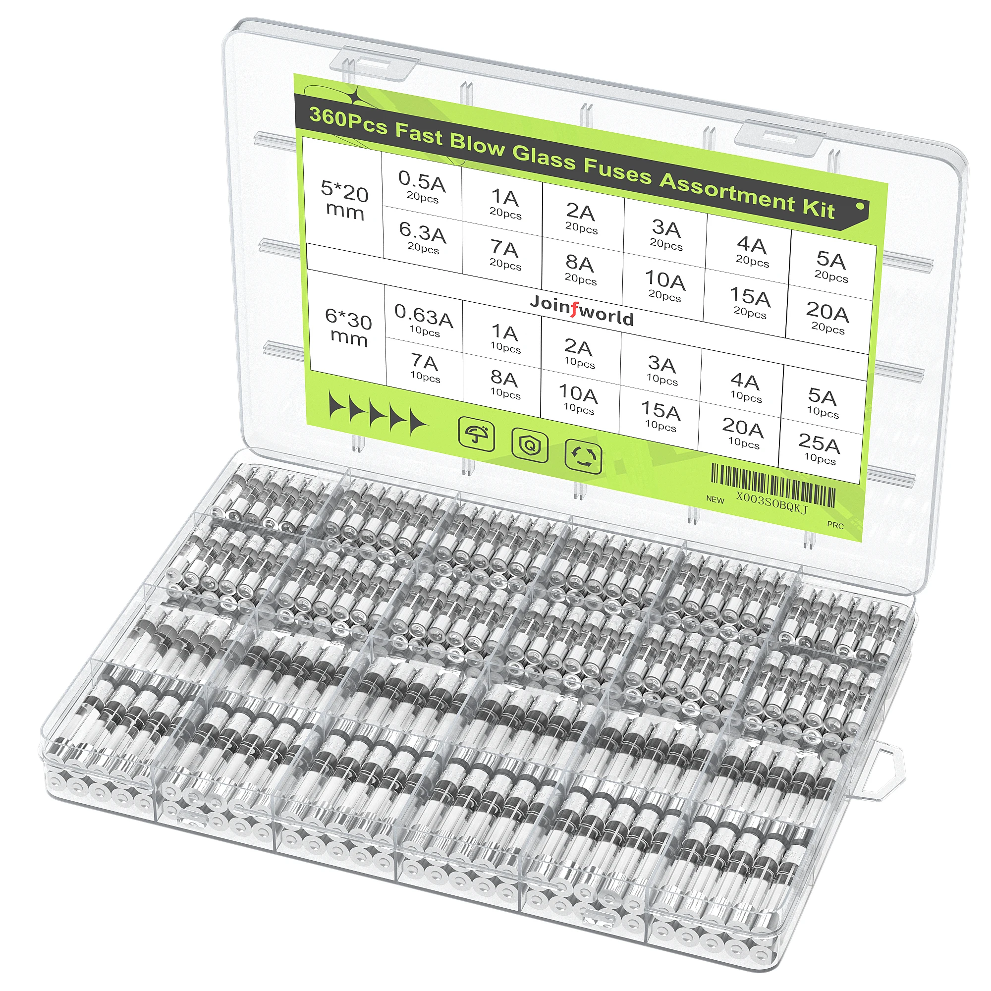 Aexit 10 Pcs Fuses Fast Quick Blow Glass Fuse 5x20mm 250V Cartridge