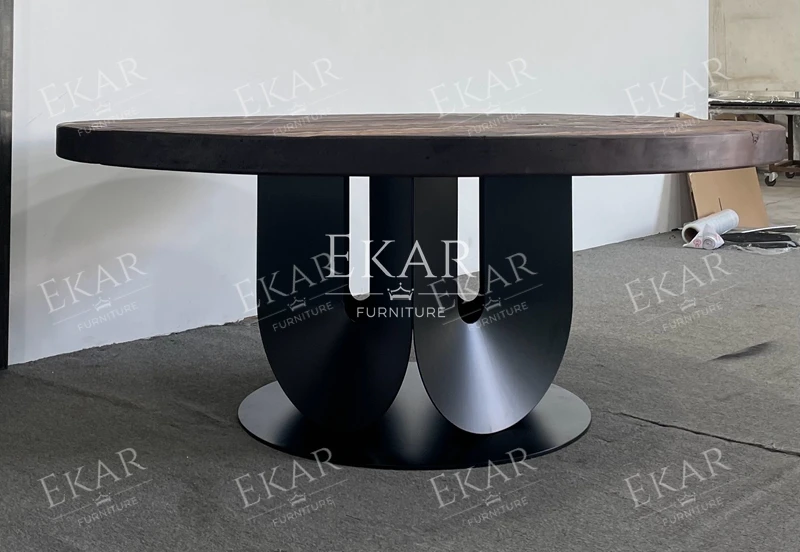 product modern round metal dining table with sleek design luxury marble glass for contemporary dining spaces home bars villas weddings-65