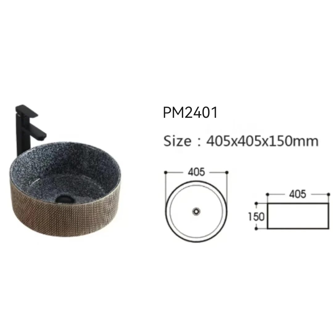 New design black round ceramic hand wash art basin ceramic sanitary ware sink bathroom supplier