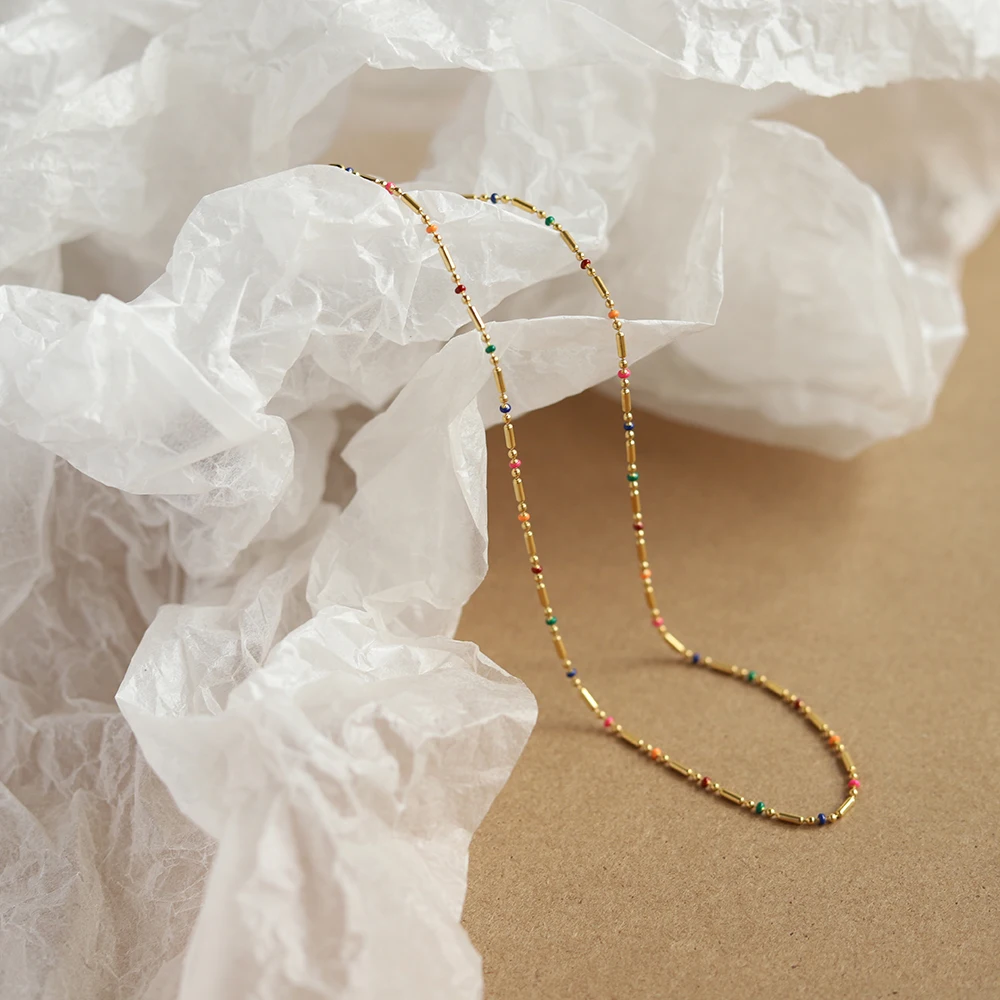 Collana Di Perline Colorate Con Iniziale A-Z - Girocollo Bohémien Arcobaleno Con Ciondolo Lettera In Rame Per Donne E Ragazze