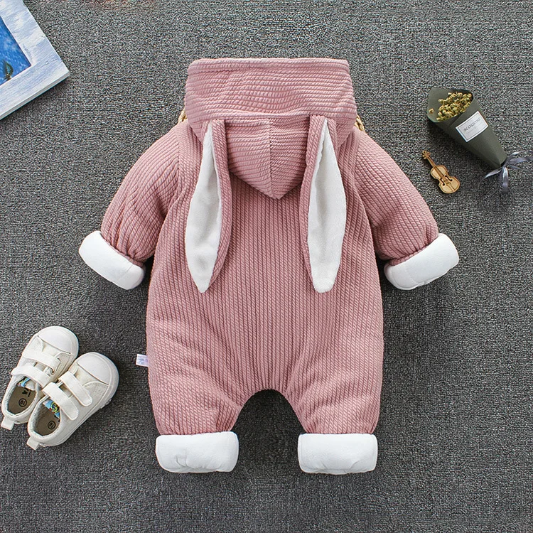 Newborn Clothing Autumn And Winter New Baby Thick Hooded Jumpsuit Long ...