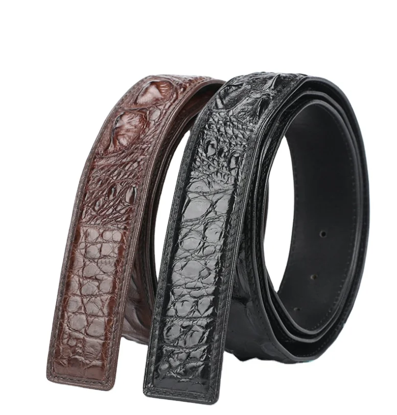 Double side Black/Gray Genuine Crocodile Leather Skin Men's Belt With LV  Buckle