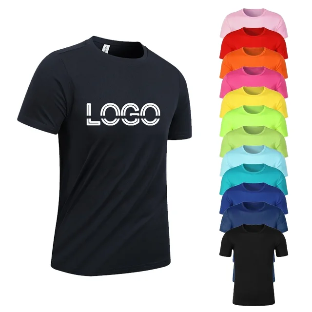 Wholesale 100% Polyester Men's Tshirt Sports Fit Breathable High-quality Customized logo t Shirt Fashion T-shirt