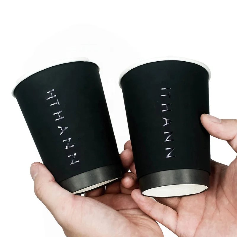 4oz 8oz 12oz 16oz Biodegradable Embossed  Ripple Disposable Double Wall Custom Logo Hot Coffee Paper Cup With Lids for Drinks