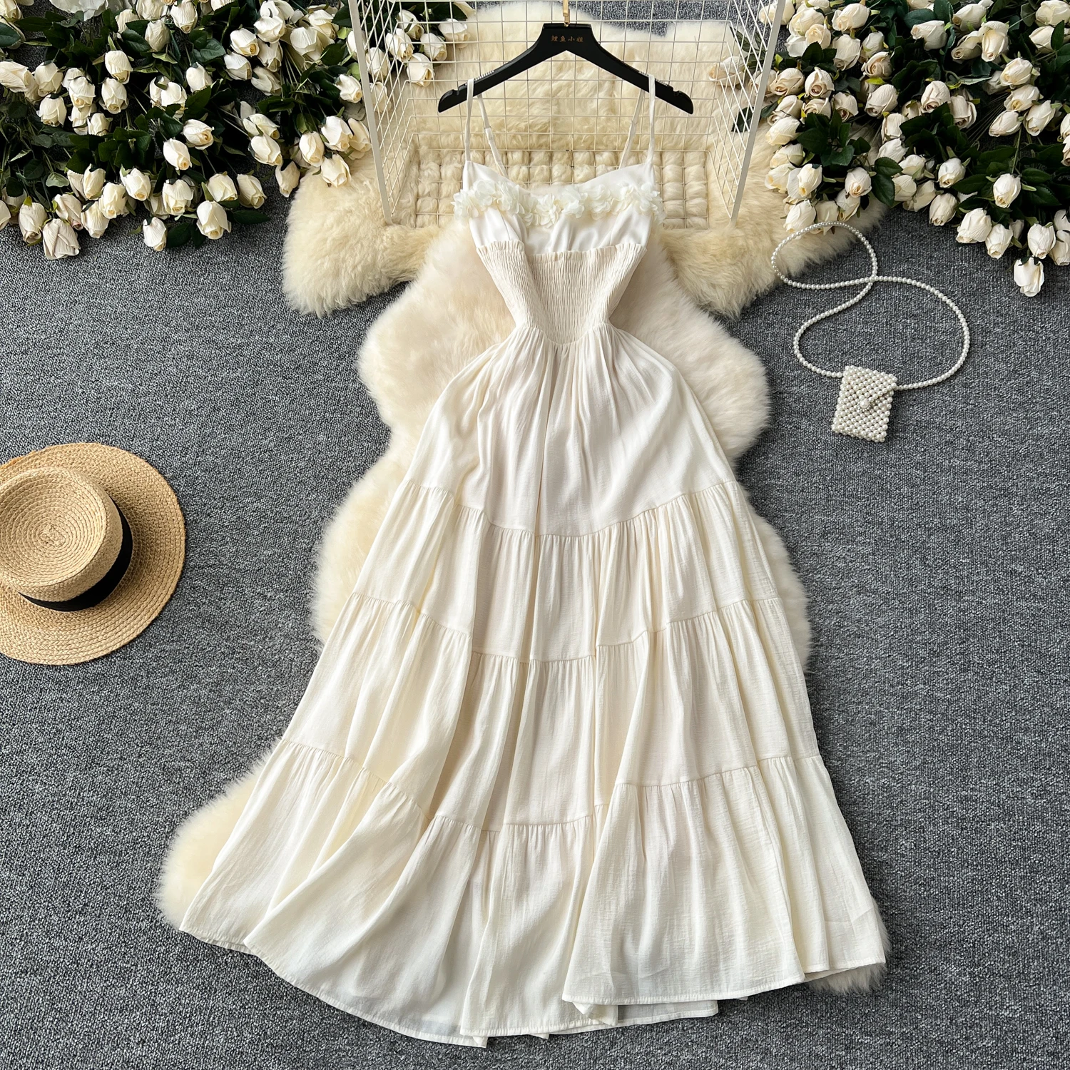 Summer Fairycore Strapless Tunic Casual Midi Dress for Women Summer Fairycore Strapless Tunic Casual Midi Dress for Women