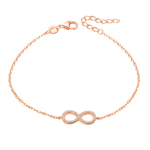 Poliva Custom Cz Stone Jewelry Rose Gold Plated Infiniti Women Lucky Charm Cute Tennis Bracelet 925 Sterling Silver