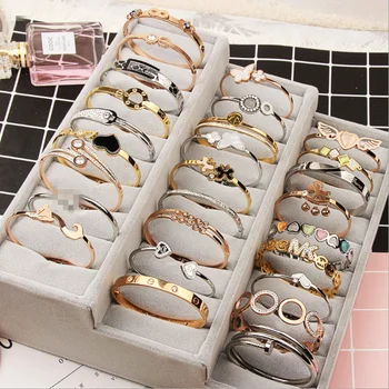 rose gold wholesale fashion Titanium ladies stainless steel bracelet for women Anti Allergy Charm Cuff bangle Bracelet jewelry
