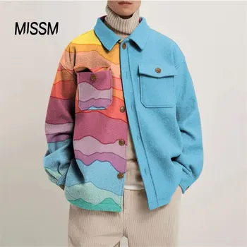 MISSM Custom Fashionable Designer Vintage Wool Cashmere Coat Men Clothes Spring Fall Satin Tweed Polar Fleece Jackets