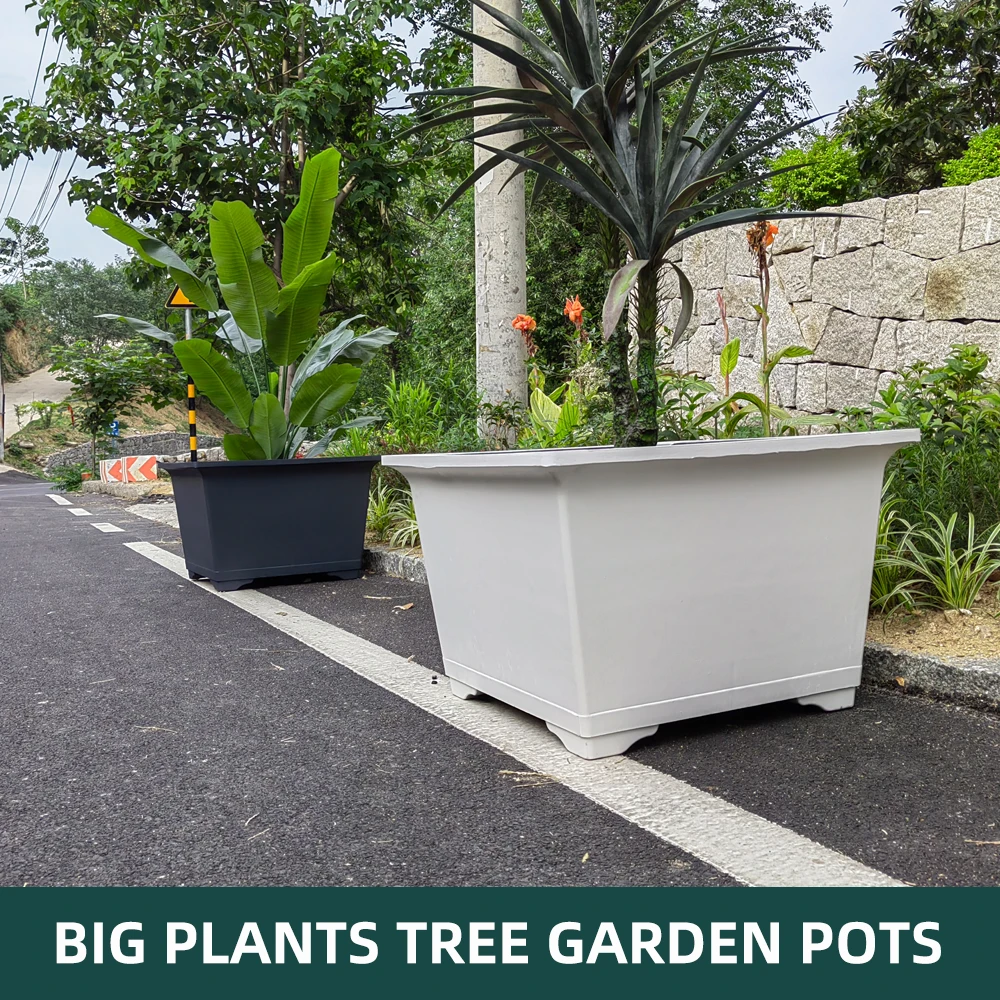 Square Outdoor Planter Box Plastic Thickened Big Plant Tree Pots Large  Bonsai Pot Decoration Garden Pots & Planters
