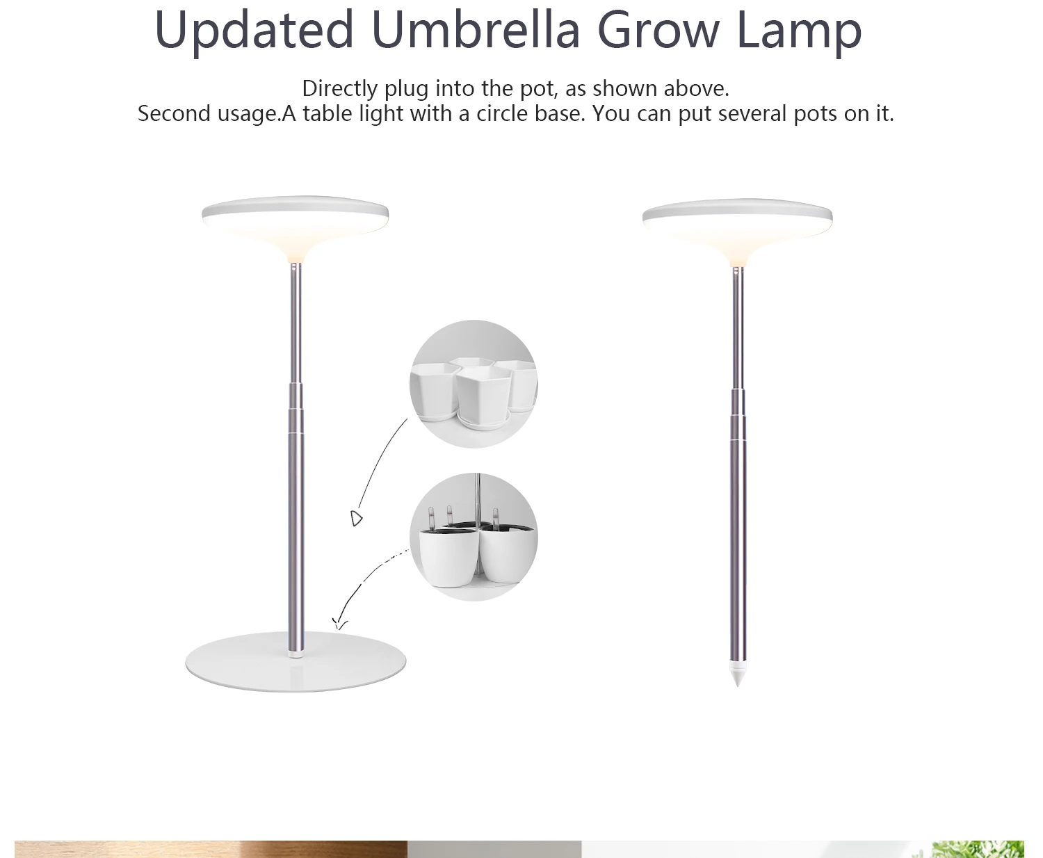 Led Umbrella Plant Grow Light High Power With Base Grow Lamp For Plants
