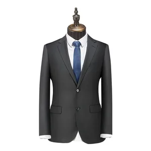 Men's Black Slim Fit Business Suit with Anti-Wrinkle Antibacterial Fabric for Wedding Formal Events Work Breathable V-Neck Lapel