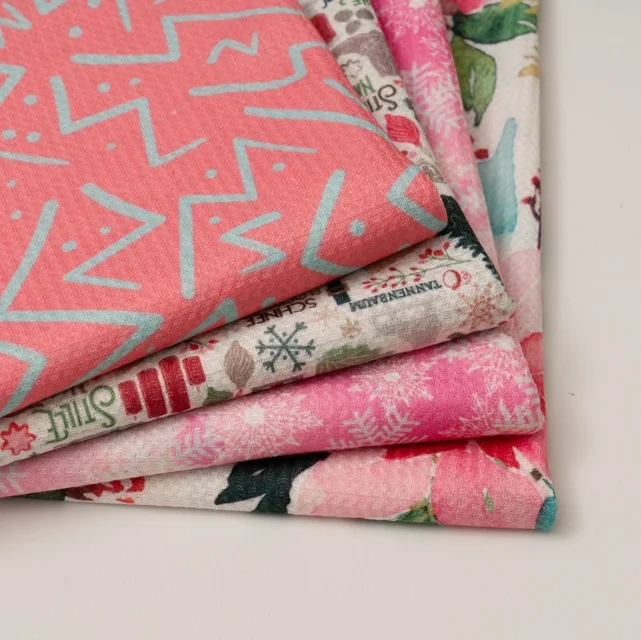 Waffle Fabric Custom Polyester Spandex Printed NO MOQ Knit Soft Waffle Fabric for Garment