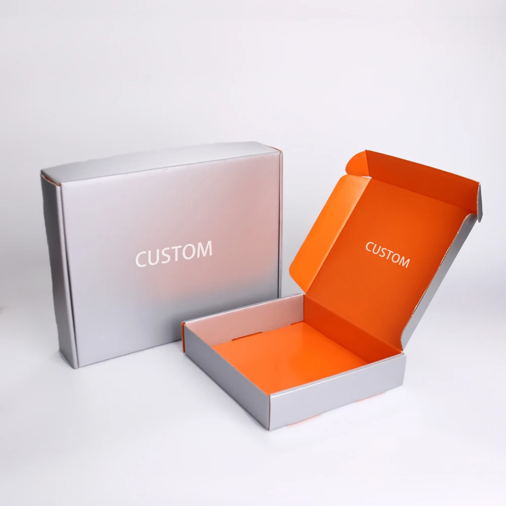 product customized shipping box special silver cardboard and corrugated paper double sided printing with logo custom packaging for cloth-3