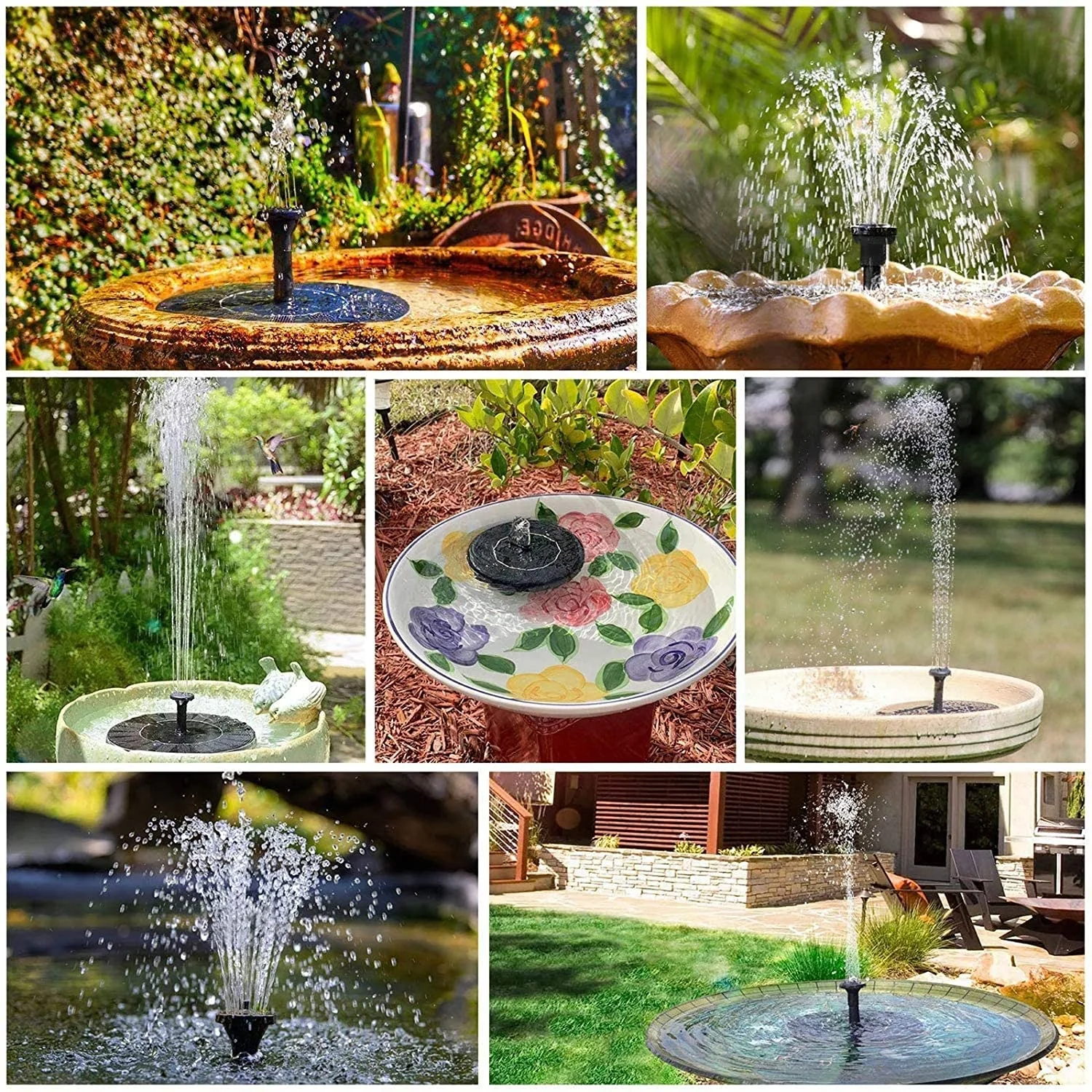 2 W 120 L/H Fontana Solare Pompa con 4 Ugelli, Pompa Solare Laghetto con Pannello, Mini Fontana