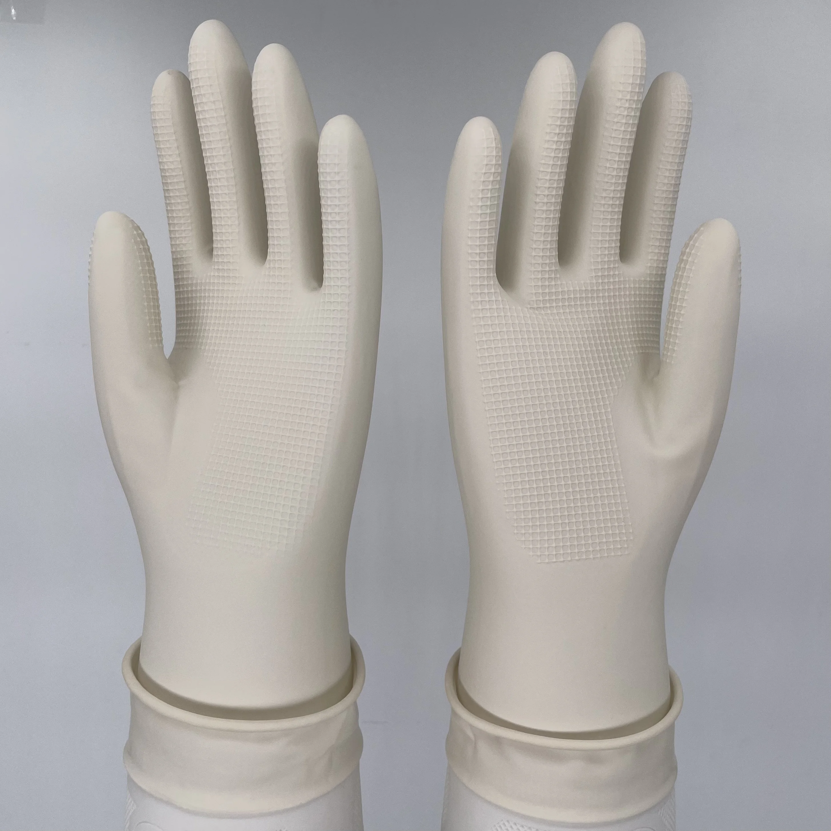 Rubber Household Gloves Plus Fleece Short Work Wear Resistant Durable Thick Warm Washing Dishes Washing Clothes Women's Kitchen