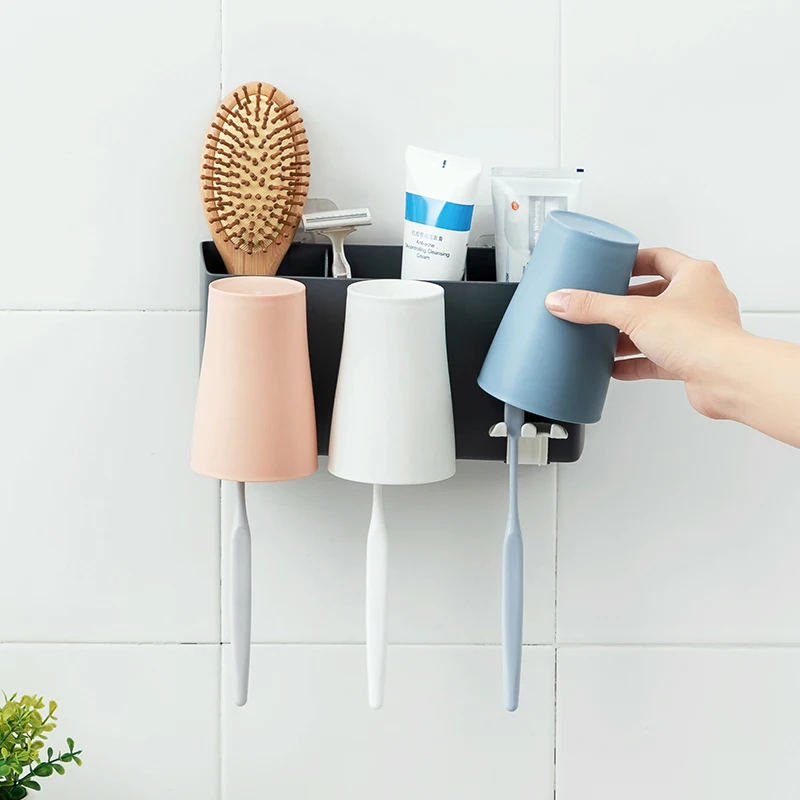 Настенный держатель для зубной щетки с ванная комната стеллаж для хранения пластик повседневной поддержки