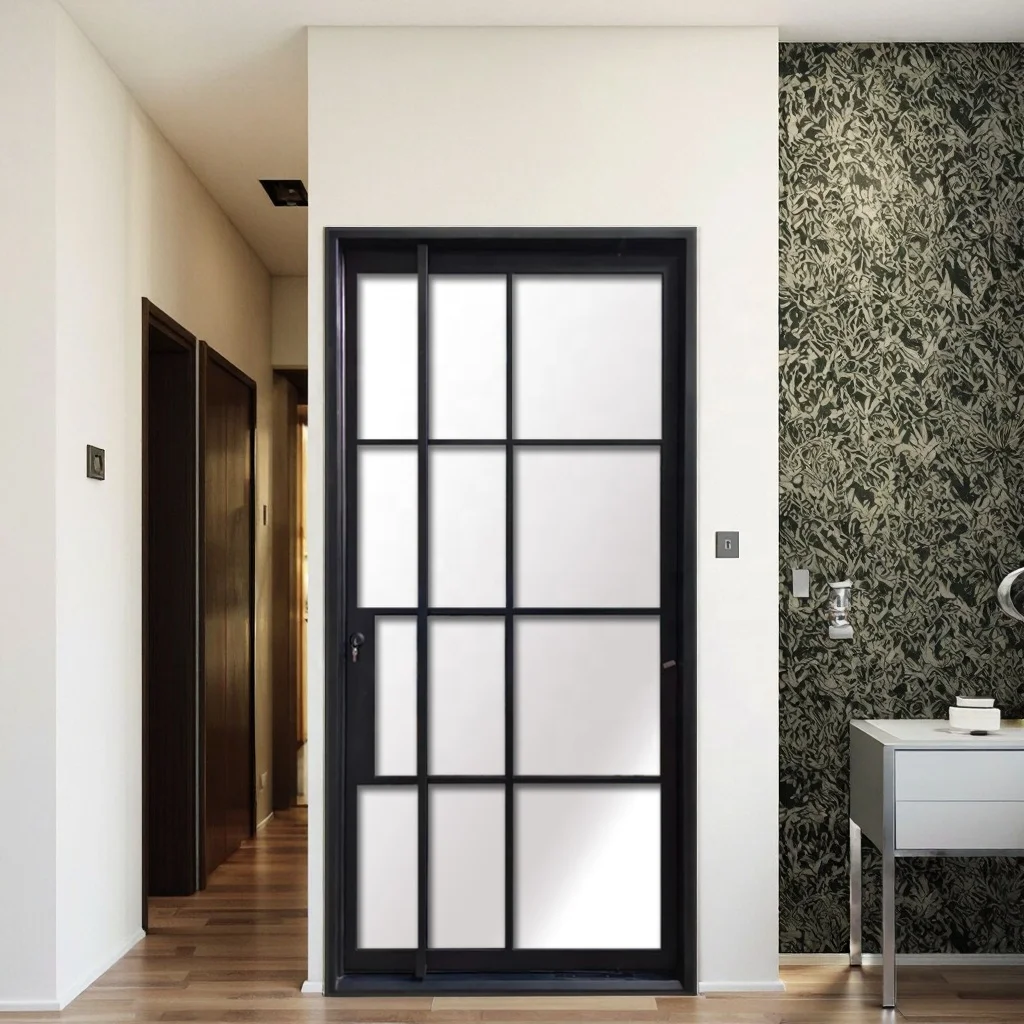 Modern Wrought Iron Front Entry Doors for Residence Interior Screen Door with Steel Material Finished and Painted Surface details