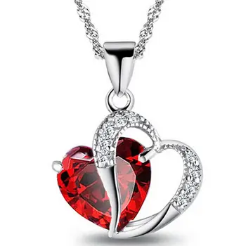 Luxury Ladies Necklace Lady Fashion Heart Pendant Necklace Crystal Jewelry Girls Women Jewelry Women New Necklace