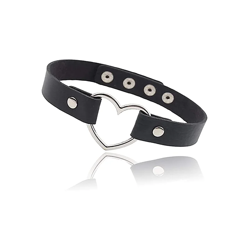Wholesale Love Heart Adjustable Leather Choker Punk PU