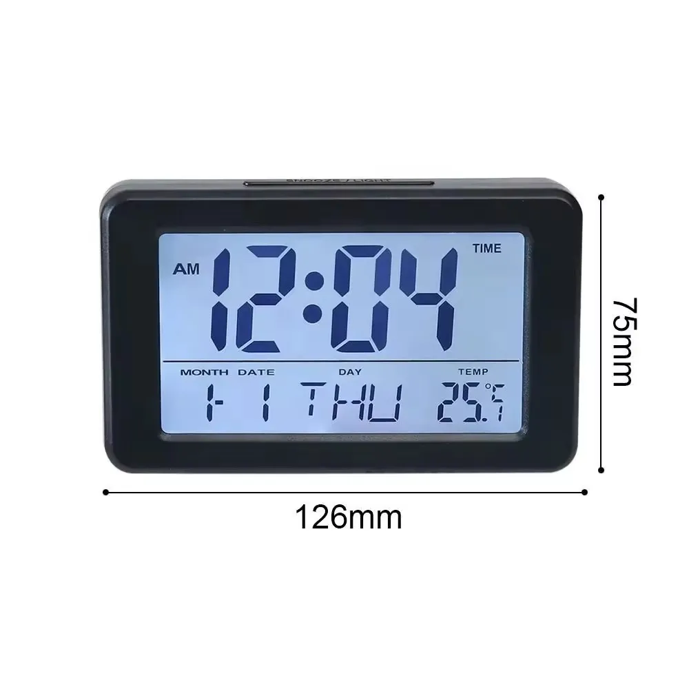 Smart Night Light Digital Alarm Clock with Indoor Temperature Operated Desk Small Calender LCD Clock