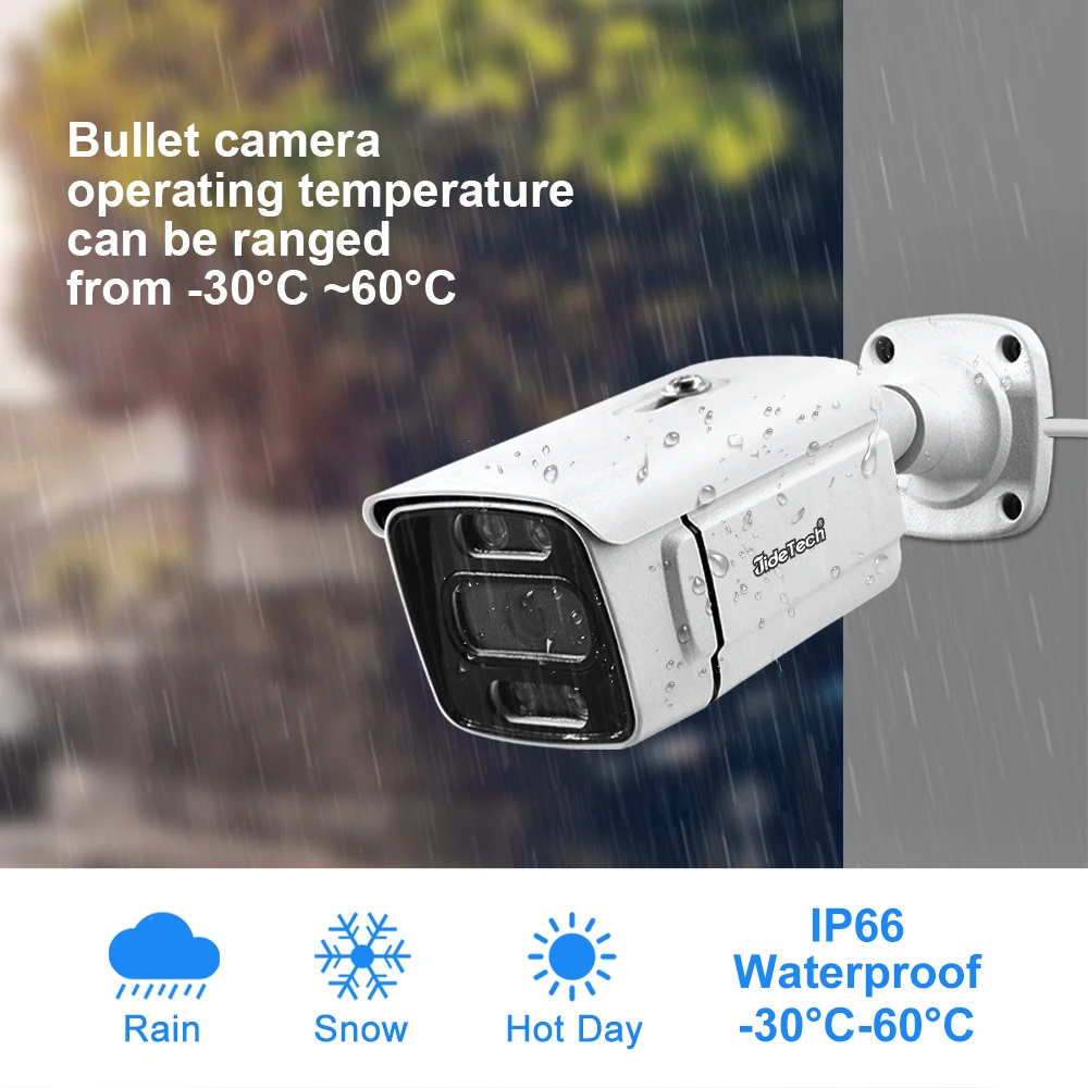 JideTech 5MP Bullet Outdoor Security Camera ColorVu IP Camera SONY335 PoE WaterProof IP66 Human Vehicle Detection Support RTMP
