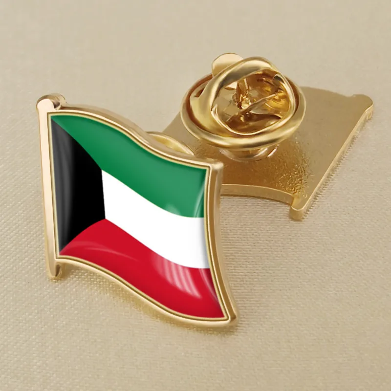 High Quality Flag of Kuwait Crystal Gel Drop Badge Brooch Flag Badges of All Countries in the World